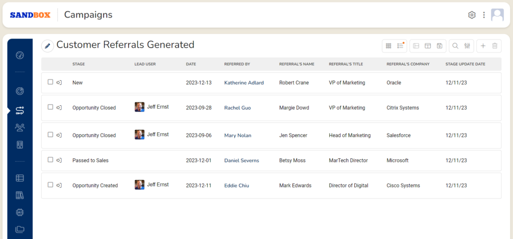 Customer Referrals - keep track of referrals received Customer Referrals - keep track of referrals received